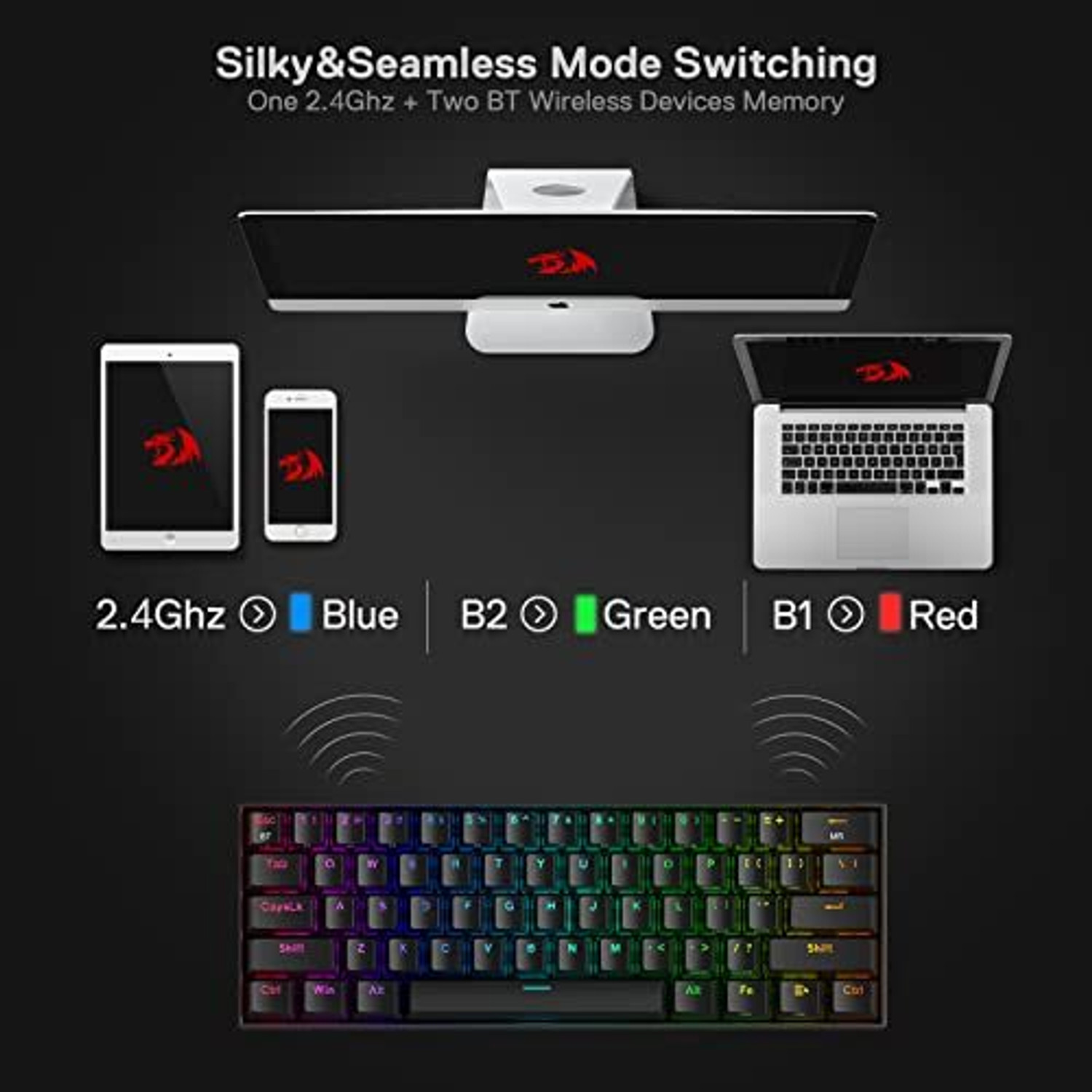 Image of Redragon K530 Pro Draconic 60% RGB Wired USB Standard Gaming Keyboard Compatible with Desktop, Laptop, Mac