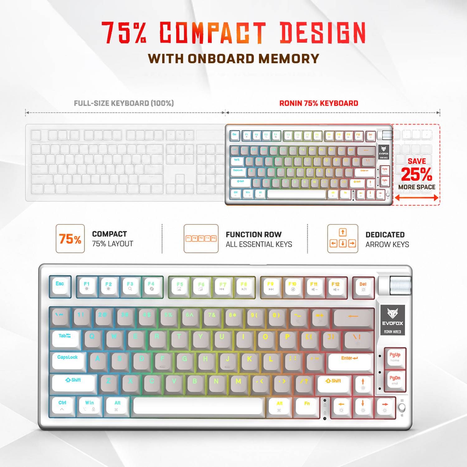 EVOFOX Ronin TKL RGB Mechanical Gaming Keyboard - Image 4