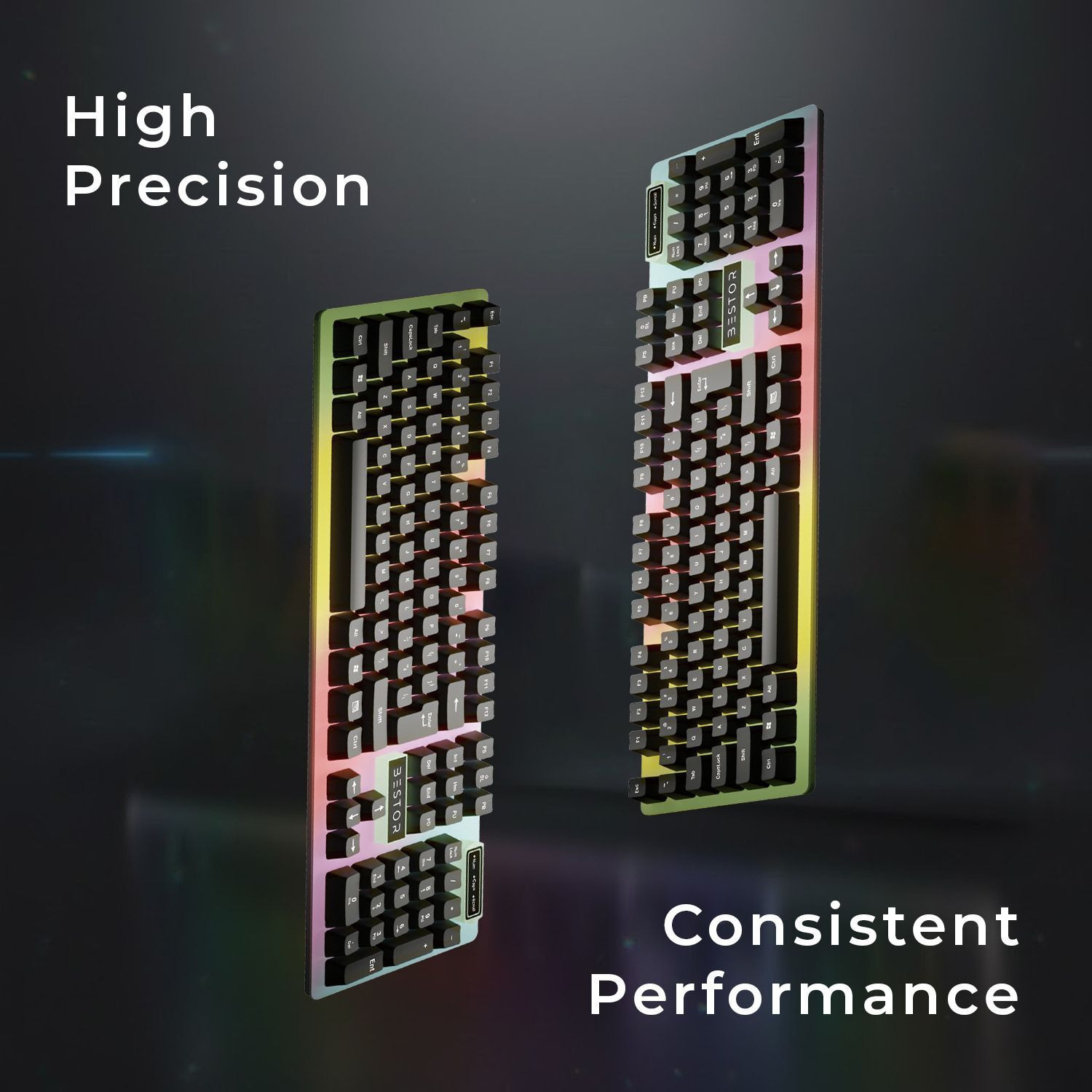 Image of Bestor RGB Gaming Keyboard High-Precision Silent Keys Lightweight Design Plug & Play Wired USB Standard Gaming Keyboard Compatible with Desktop, Laptop