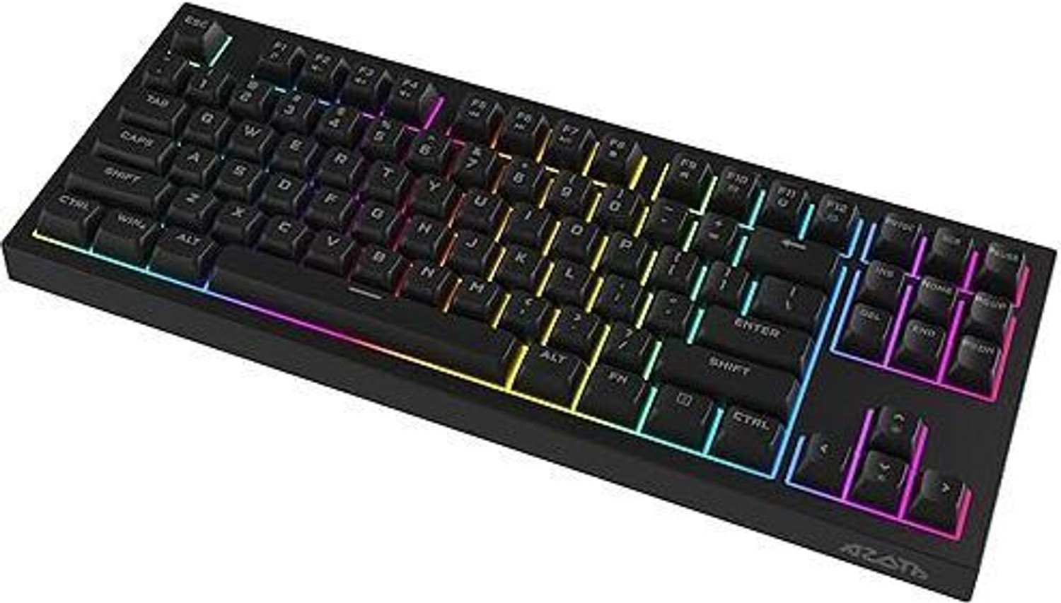 Image of Azoth Onyx Black RGB Gaming Keyboard, 87 Keys Compact Membrane Design, Type C Wired USB Tenkeyless Gaming Keyboard Compatible with Desktop, Laptop, Mac, Tablet