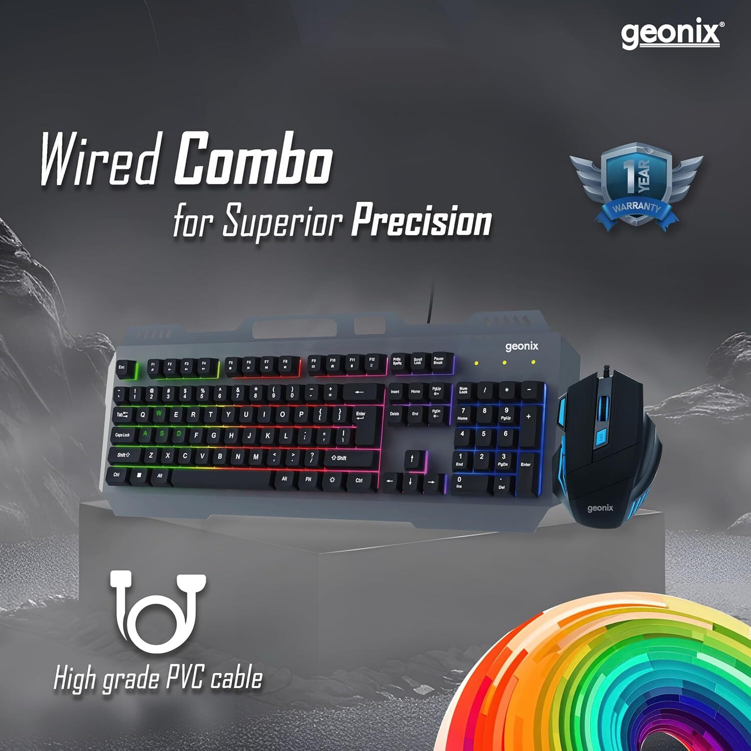 Image of GEONIX Cruiser CX1 Wired USB Standard Gaming Keyboard Compatible with Desktop