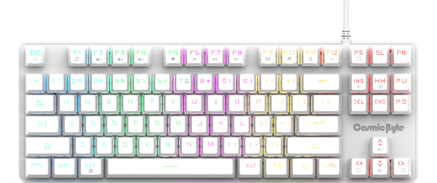 Image of Cosmic Byte CB-GK-37 Firefly Mechanical Swappable Outemu Red Switch Per Key RGB Wired USB Standard Gaming Keyboard Compatible with Desktop, Laptop, Mac