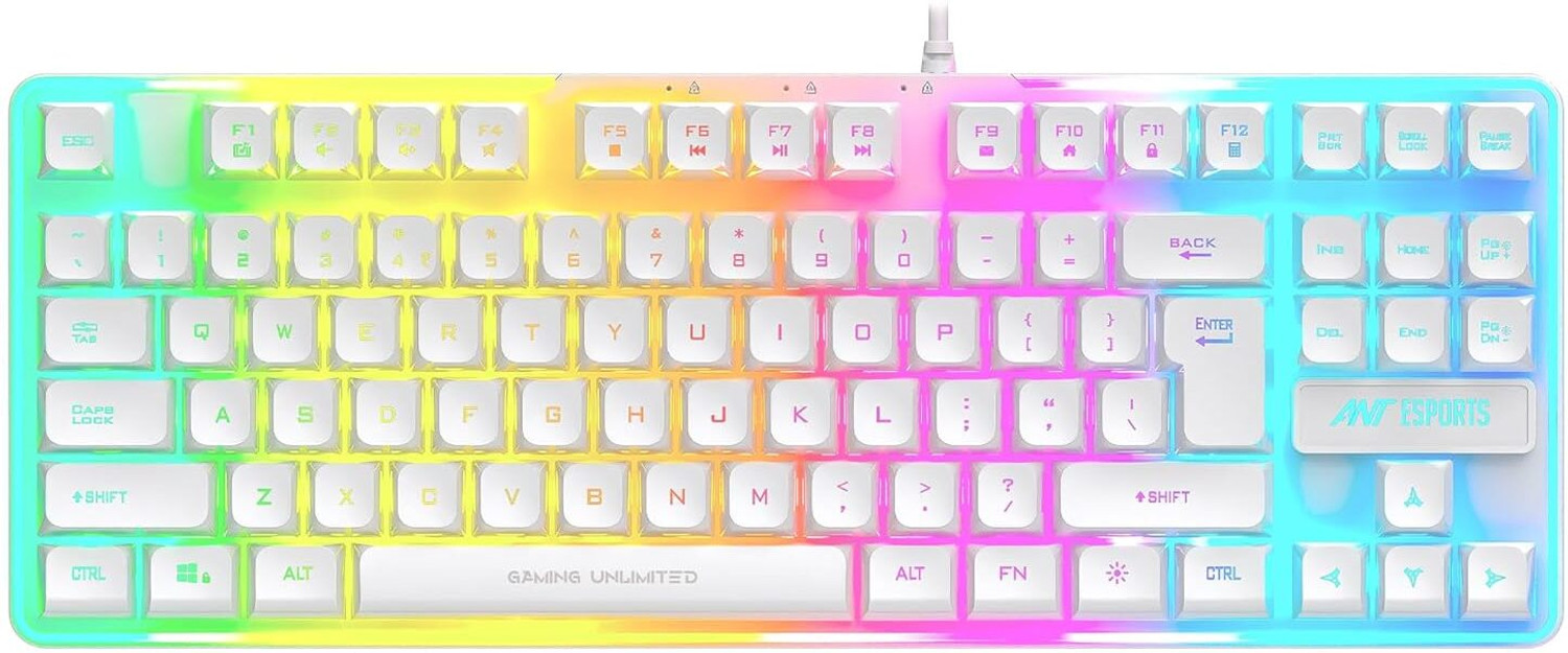 Image of Ant Esports MK700 V2 TKL Wired Gaming Keyboard -White Wired USB Standard Gaming Keyboard Compatible with Laptop, Desktop
