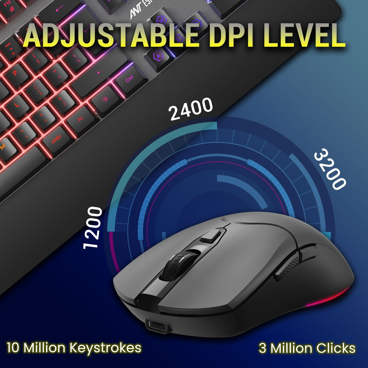 Image of Ant Esports KM550PRO Wireless Standard Gaming Keyboard Compatible with Desktop, Laptop, Tablet