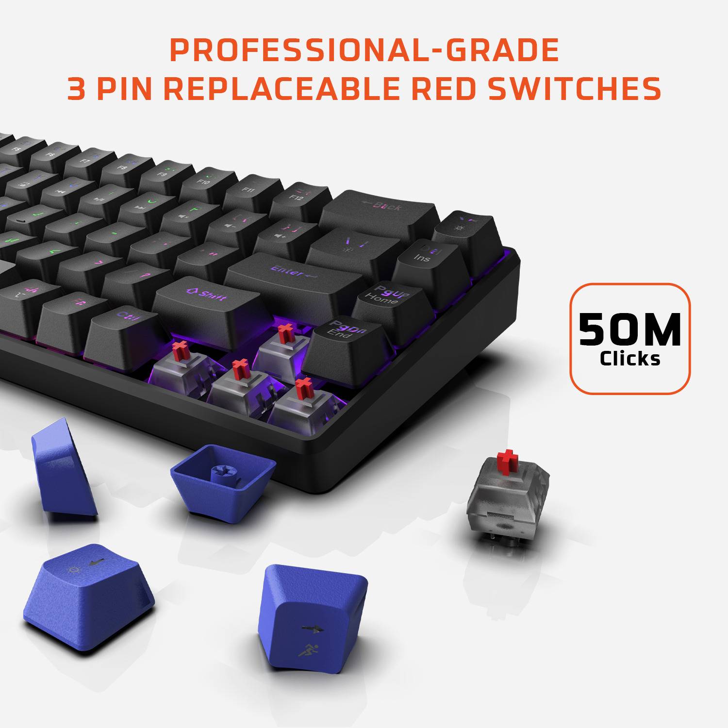 EVOFOX Katana S Mini Red Mechanical Keyboard - Image 2