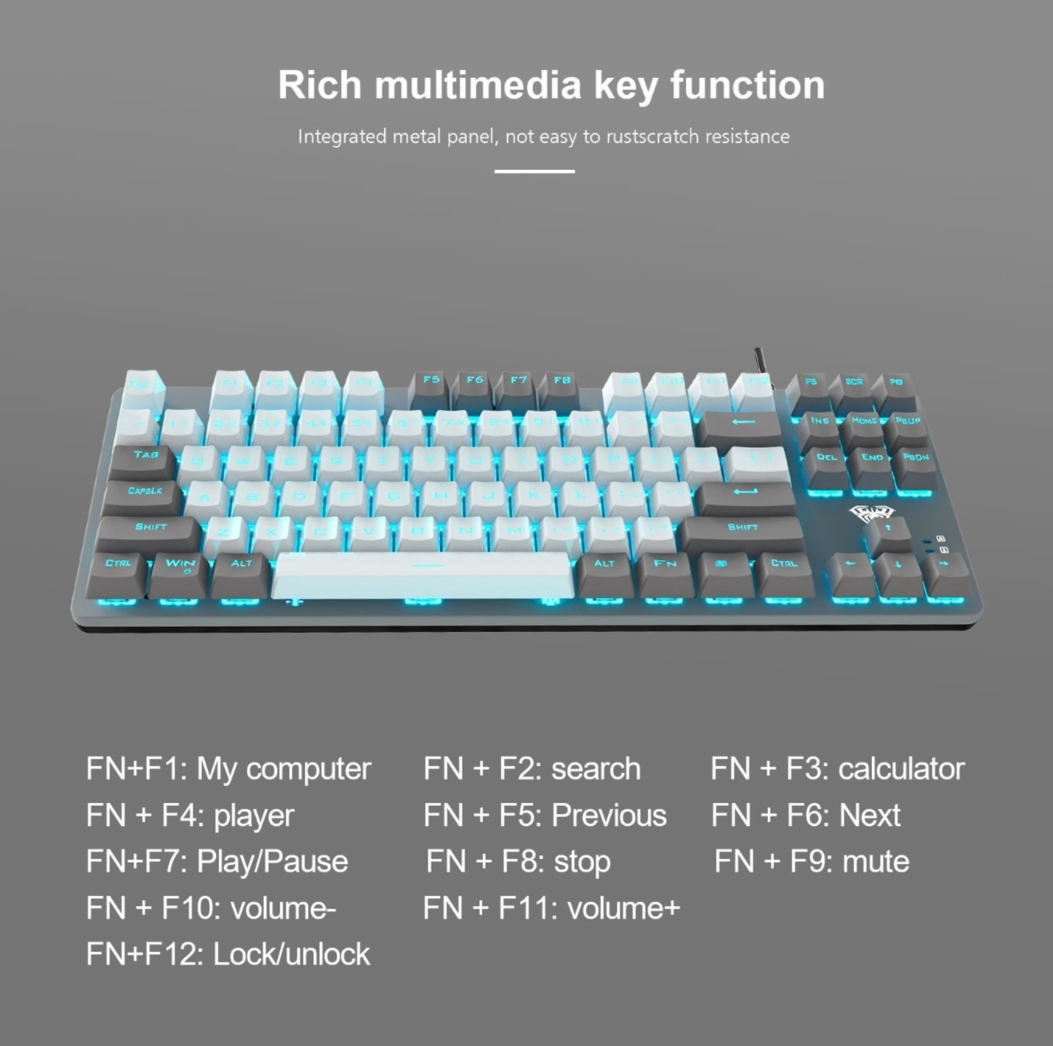 Image of Aula F3287 Wired USB Handheld Gaming Keyboard Compatible with Desktop, iPad, Laptop, Mac, Tablet