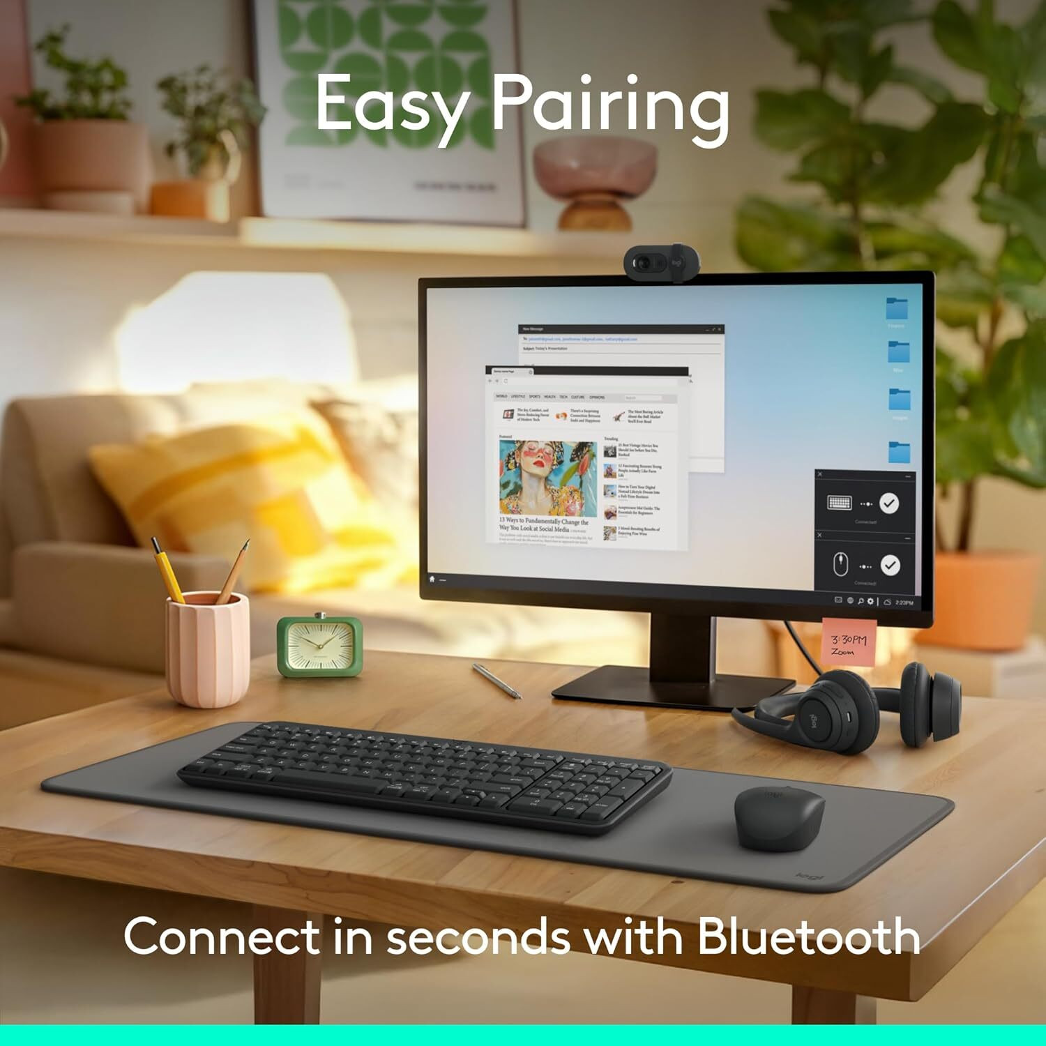 Image of Logitech MK250 Compact Bluetooth Wireless Combo Bluetooth Standard Laptop Keyboard Compatible with Mac, iPad, Laptop, Desktop