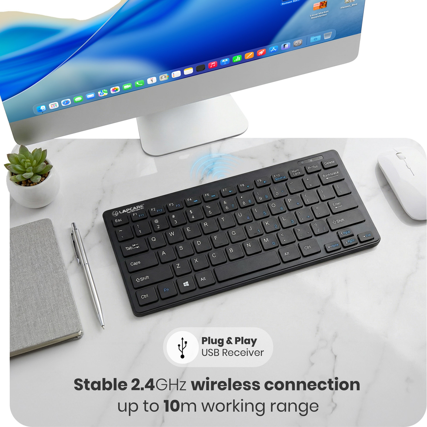 Image of LAPCARE D-Lite + BLK Wireless Laptop-size Laptop Keyboard Compatible with Desktop, Laptop, Mac