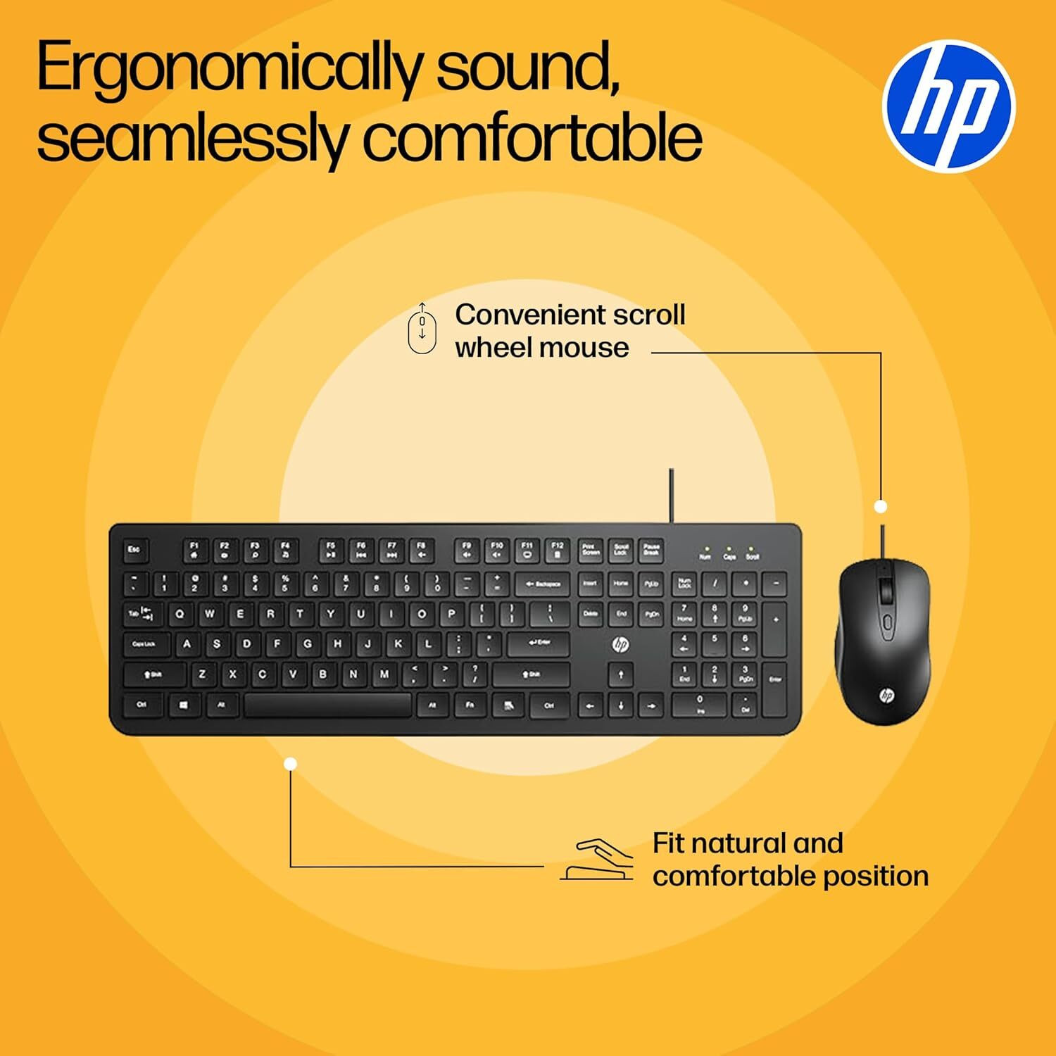 Image of HP KM190 Wired USB Standard Gaming Keyboard Compatible with Desktop, Laptop