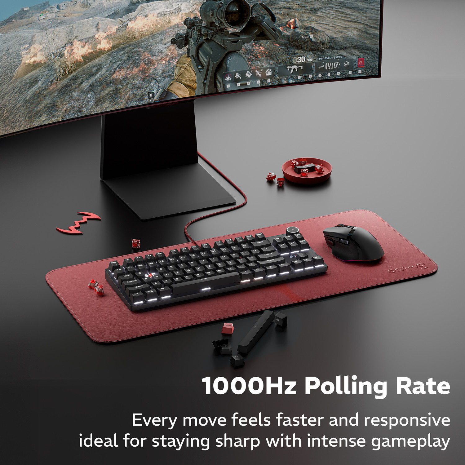Image of daWg Highkey 373 Wired USB Standard Gaming Keyboard Compatible with Desktop, Laptop