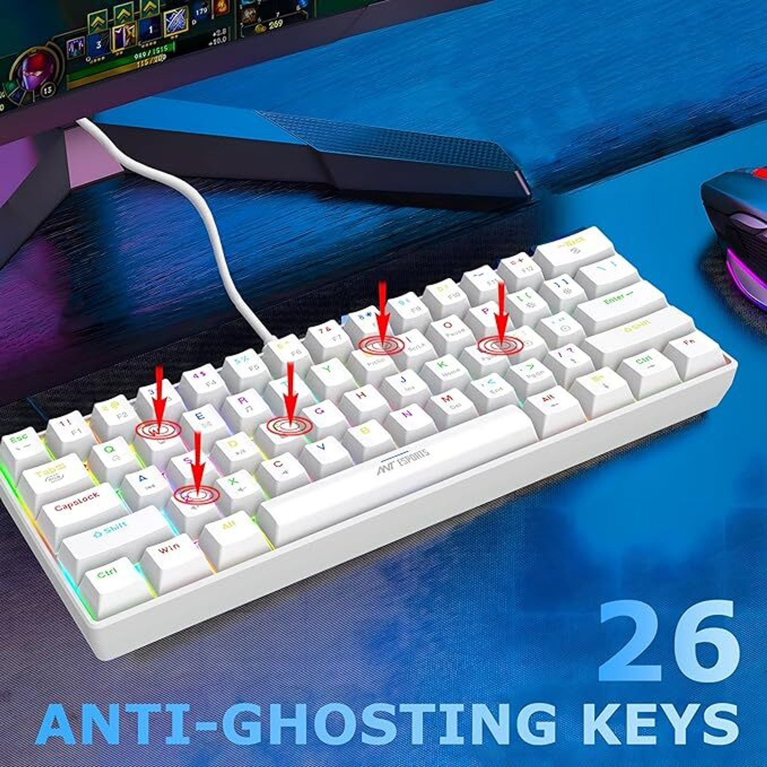 Image of Ant Esports MK1300 V2 Wired USB Standard Gaming Keyboard Compatible with Desktop, Laptop, Tablet, Mac