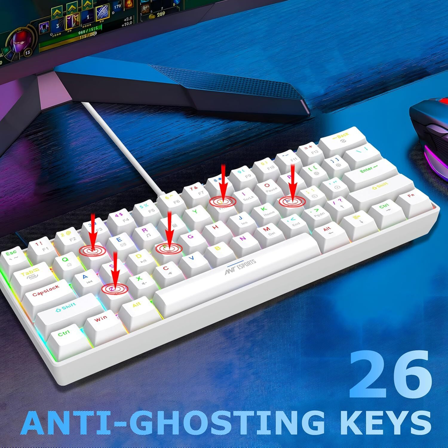 Image of Ant Esports MK1300 V2 Wired USB Standard Gaming Keyboard Compatible with Desktop, Laptop, Mac