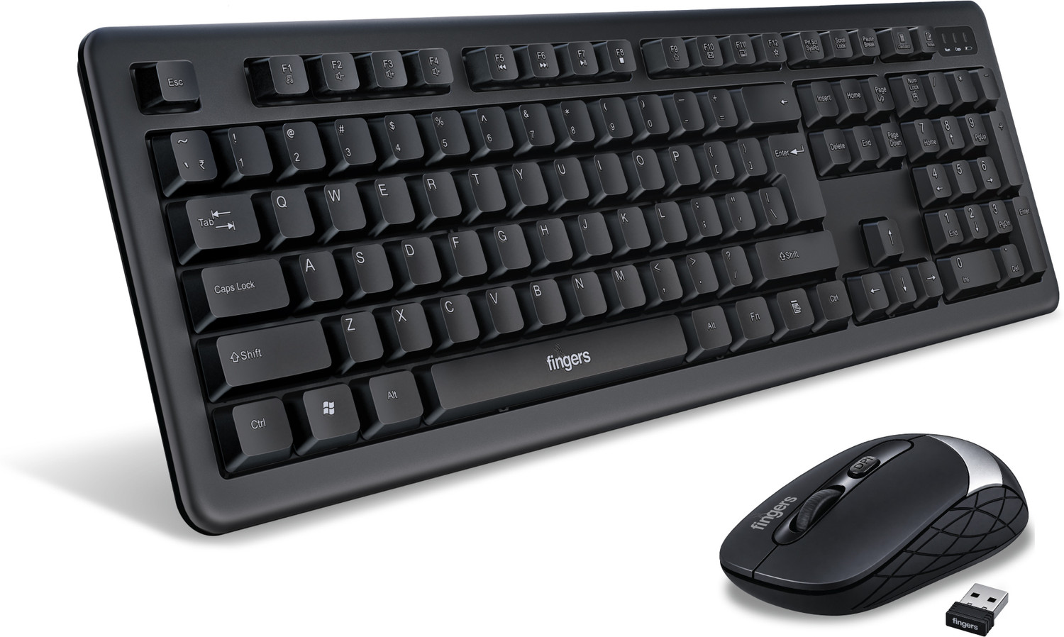 Image of FINGERS Duo-Recharge Combo With Mouse Wireless Standard Desktop Keyboard Compatible with Desktop, Laptop, Tablet, iPad, Mac Easy to Use,Plug and Play,Quick, Comfy Durable body