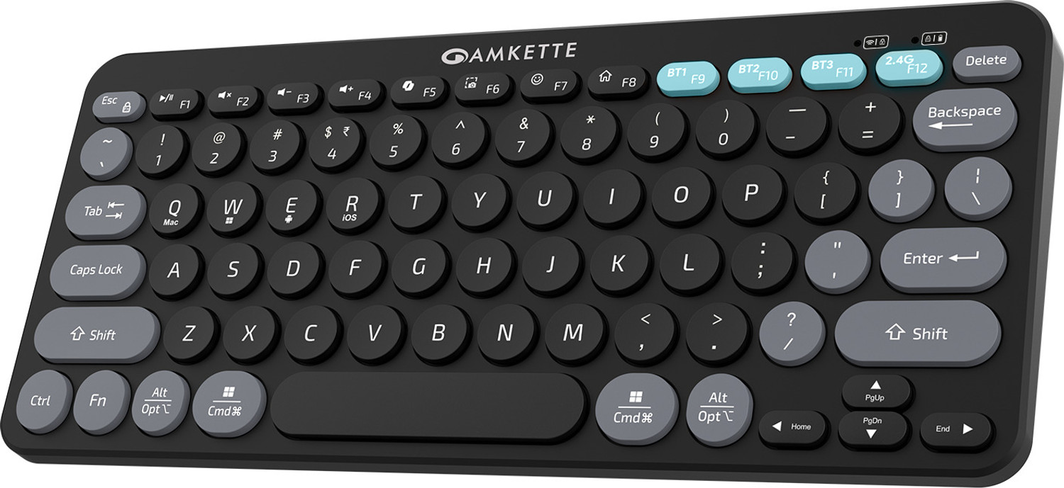 Image of AMKETTE Optimus BT Plus 4 in 1 Bluetooth, Wireless Standard Laptop Keyboard Compatible with Desktop, Laptop, Tablet, iPad, Mac