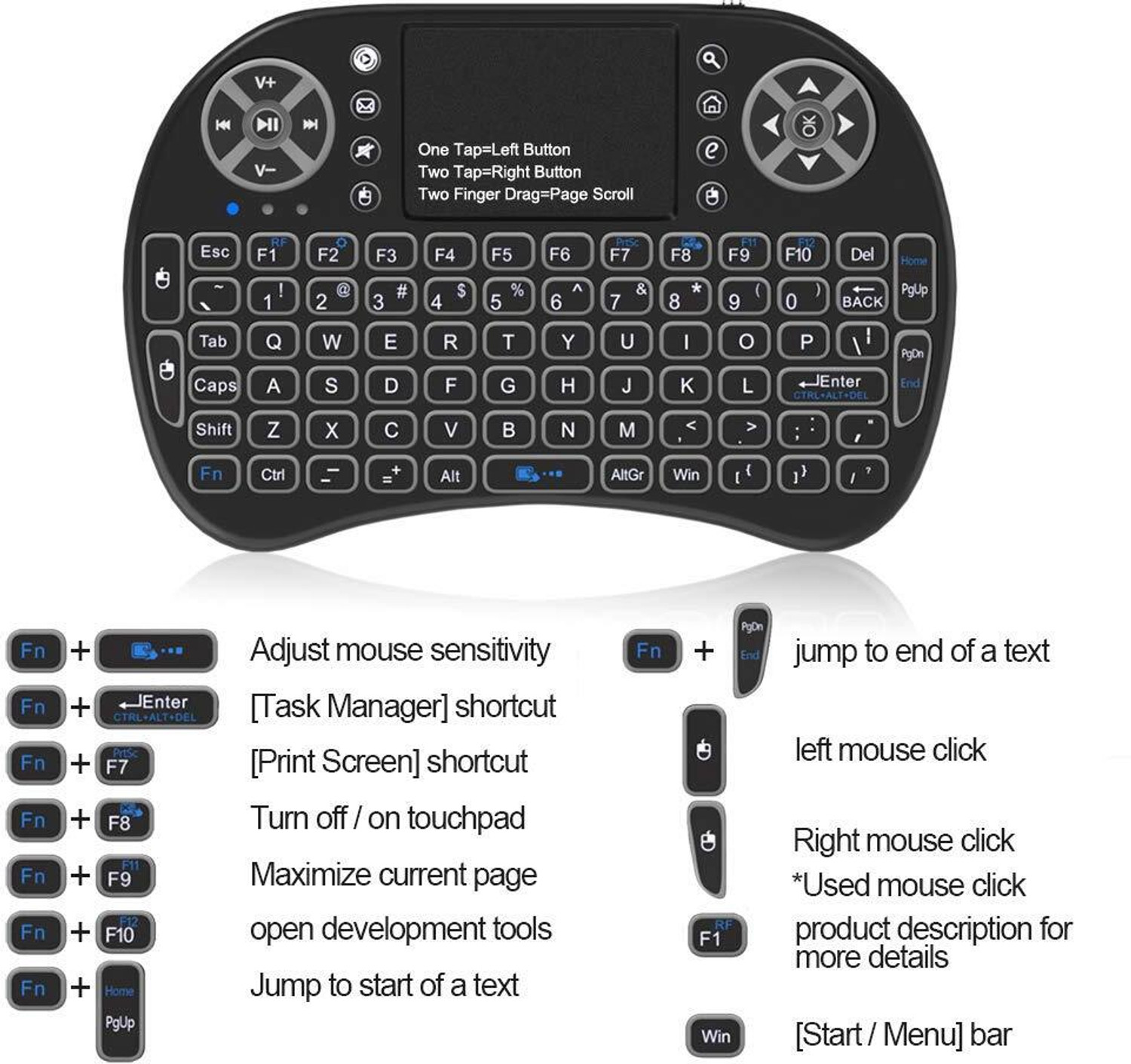 Image of WOLBLIX Mini Keyboard Wireless Touchpad Keyboard for Laptop Desktop Computer Wireless Standard Laptop Keyboard Compatible with Laptop