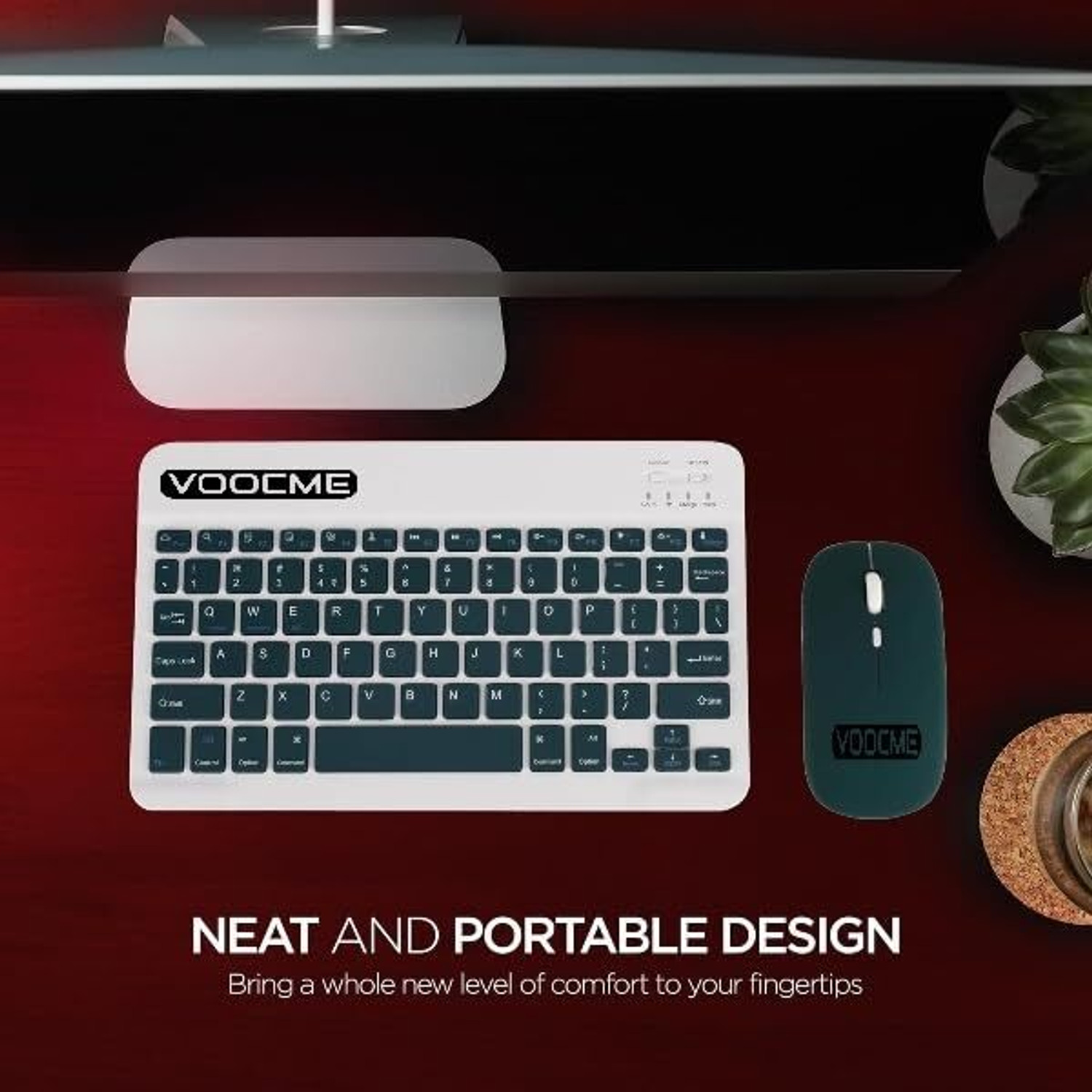 Image of VOOCME Rechargeable Bluetooth Keyboard & Mouse Combo, 3 DPI Upto 1200 DPI, 78 Keys Bluetooth Standard Laptop Keyboard Compatible with Laptop