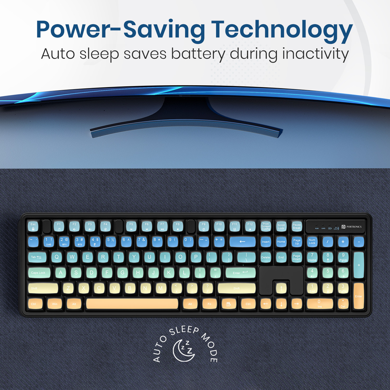 Image of Portronics Key12 Combo Rechargeable Wireless Keyboard Mouse Set,Bluetooth & 2.4GHz Wireless Wireless Laptop-size Laptop Keyboard Compatible with Desktop, Laptop, Mac