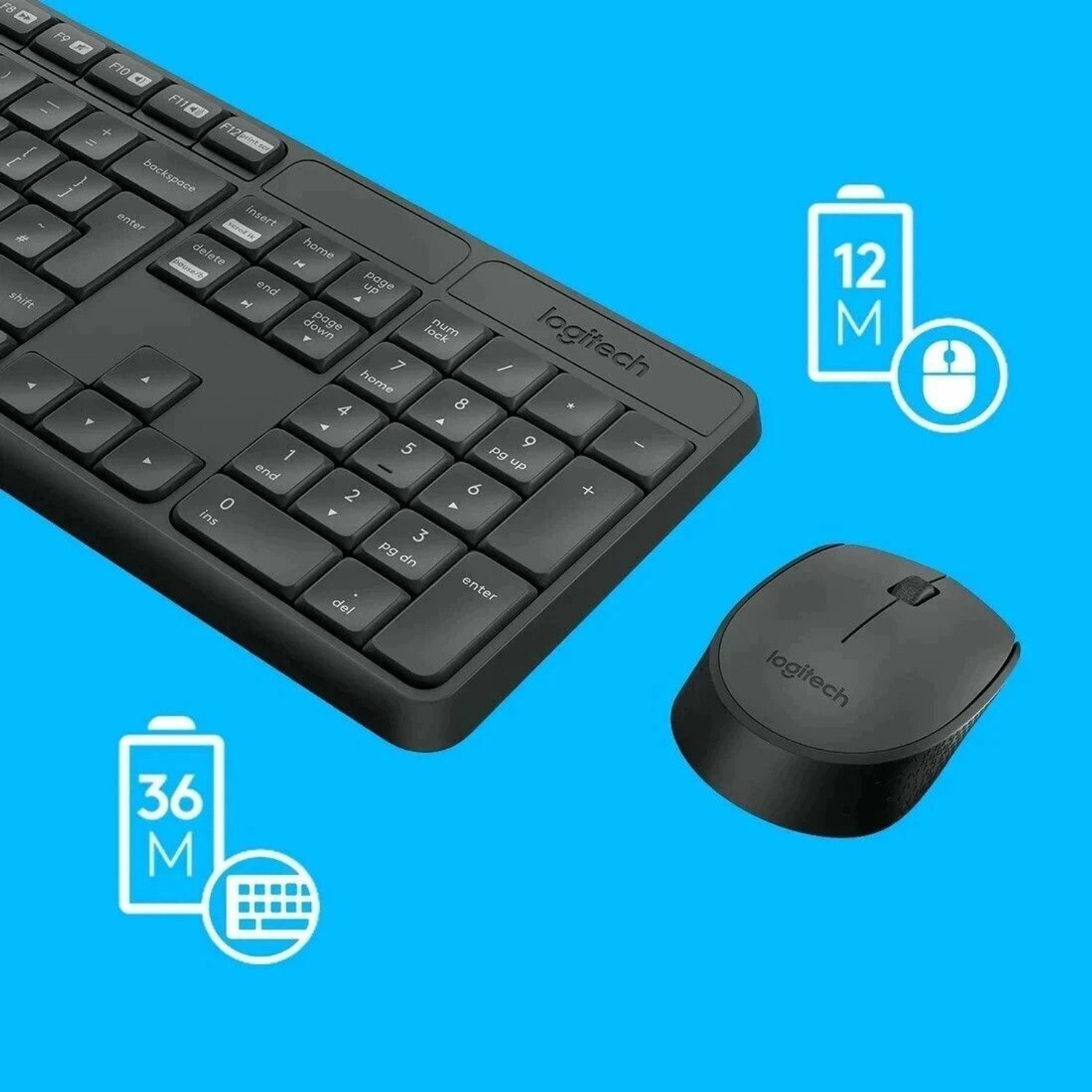 Image of Logitech MK235 Full-Sized, 15 FN Keys, 3-Year Battery Life Combo Mouse and Wireless Standard Laptop Keyboard Compatible with Desktop, Laptop, Mac 2.4 GHz Wireless Unifying USB Receiver, Compatible with PC,
