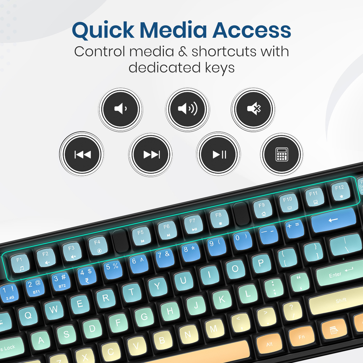 Image of Portronics Key12 Combo Rechargeable Wireless Keyboard Mouse Set,Bluetooth & 2.4GHz Wireless Wireless Laptop-size Laptop Keyboard Compatible with Desktop, Laptop, Mac