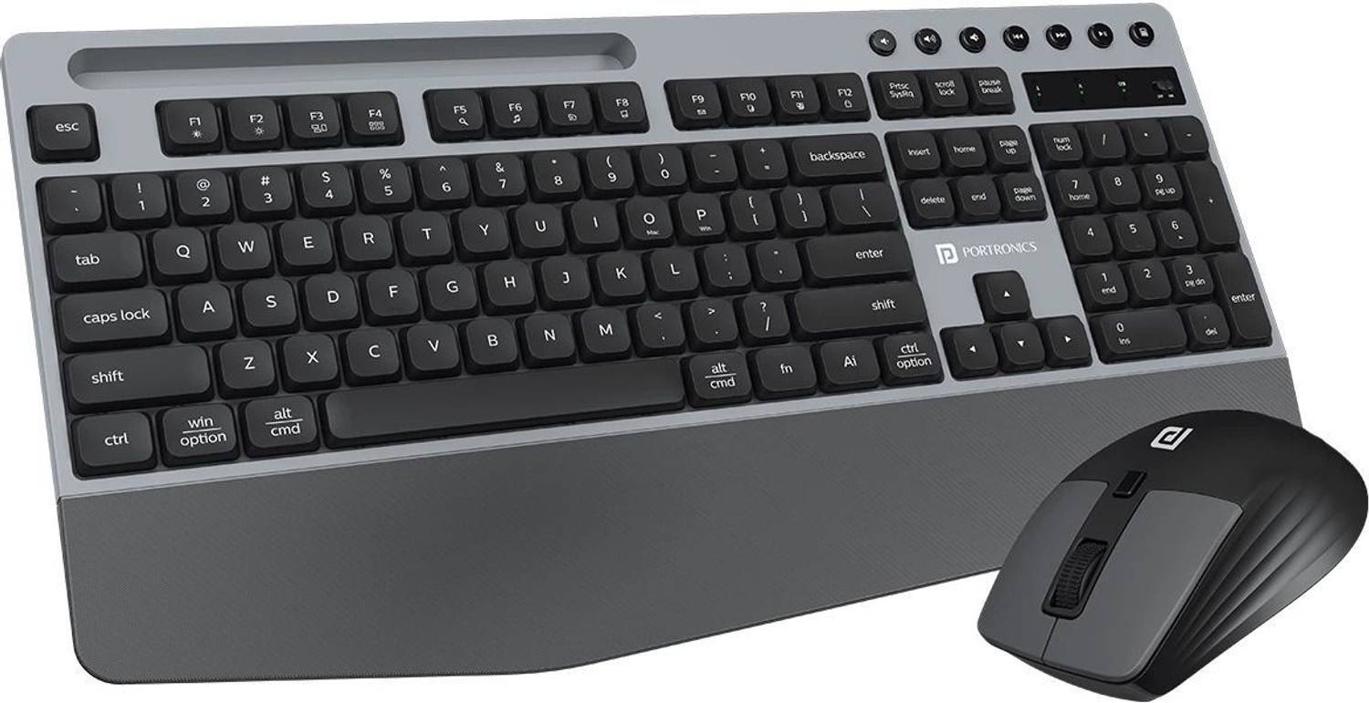 Portronics Key10 Combo Wireless Keyboard & Mouse, Wrist Rest, Med
