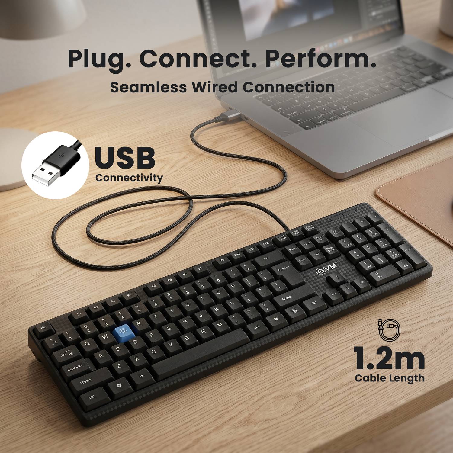 EVM WDK-216 Wired USB Standard Laptop Keyboard Compatible with