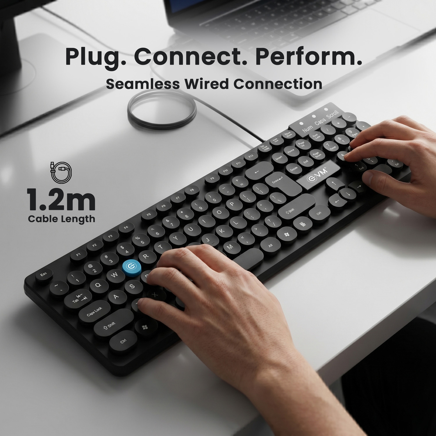 Image of EVM WDK-315 Wired USB Standard Laptop Keyboard Compatible with Desktop, Laptop, Mac 104-Key Spill-Resistant Rugged Design,High Performance