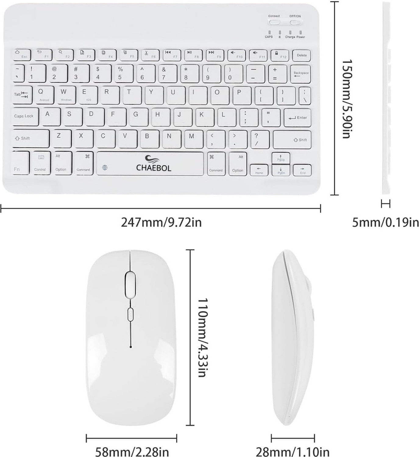 Image of Chaebol Bluetooth Keyboard and Mouse Combo Rechargeable Portable Wireless Bluetooth, Wireless Laptop-size Laptop Keyboard Compatible with Tablet, Desktop, iPad, Laptop