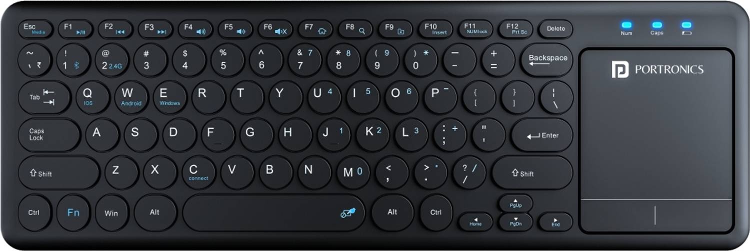 Portronics Bubble Pro Wireless Keyboard with Touchpad, 2.4 GHz Co