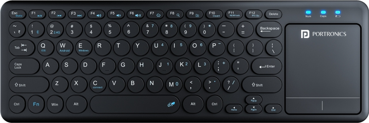 Image of Portronics Bubble Pro Wireless Keyboard with Touchpad, 2.4 GHz Connectivity & Bluetooth, Wireless Handheld Laptop Keyboard Compatible with Desktop, Laptop, Mac