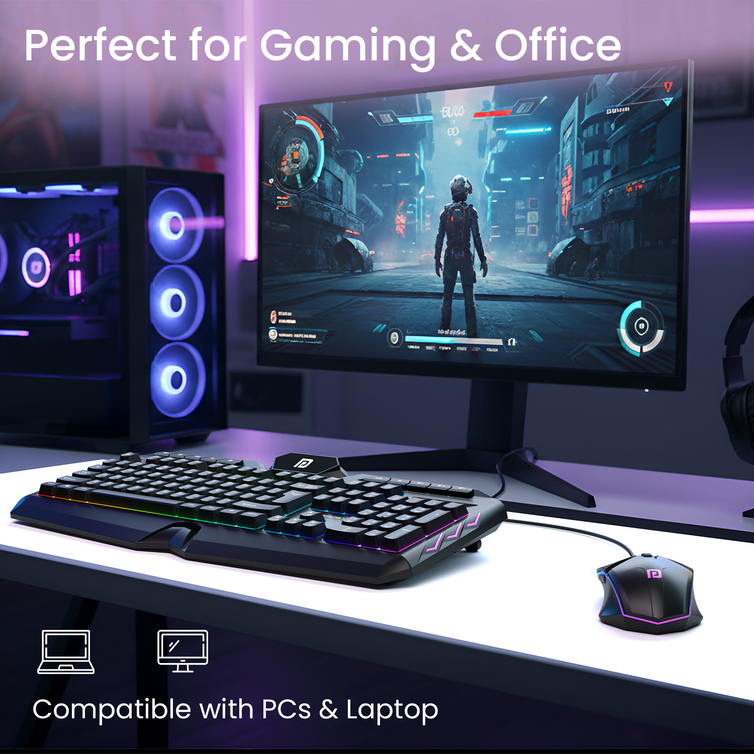 Image of Portronics Ki-Pad 5 Wired Gaming Keyboard Mouse Combo,7-Button Mouse Control,Anti-Ghosting Wired USB Standard Laptop Keyboard Compatible with Desktop, Laptop