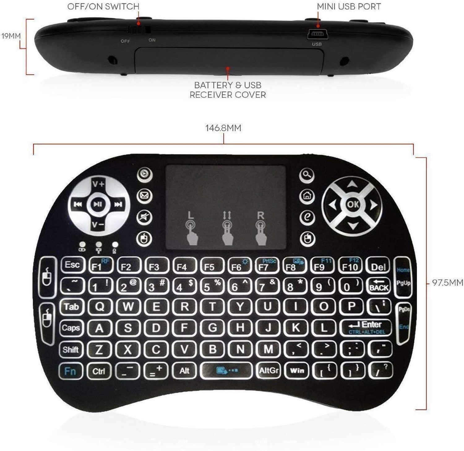 Image of WOLBLIX Mini Keyboard Wireless Touchpad Keyboard for Laptop Desktop Computer Wireless Standard Laptop Keyboard Compatible with Laptop