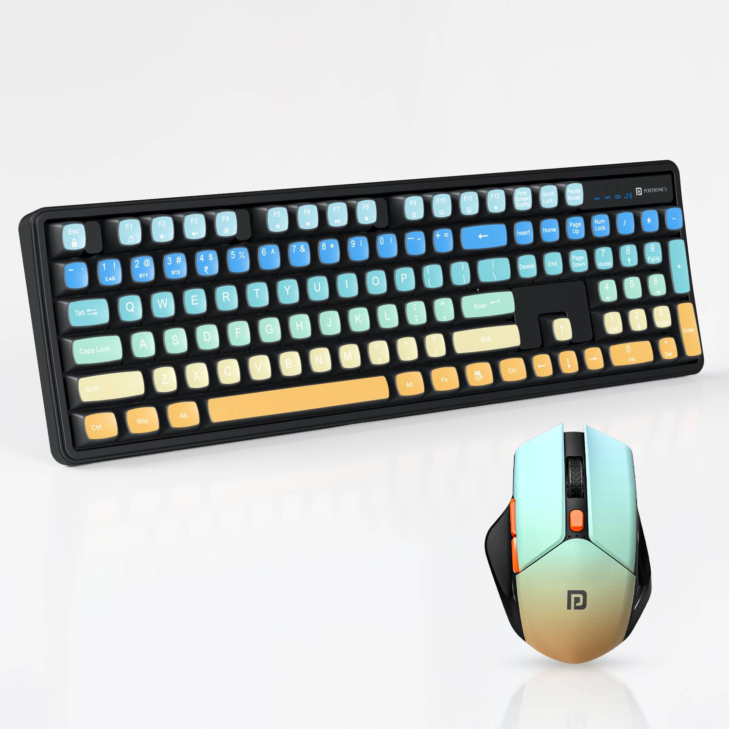 Portronics Key12 Combo Rechargeable Wireless Keyboard Mouse Set,B