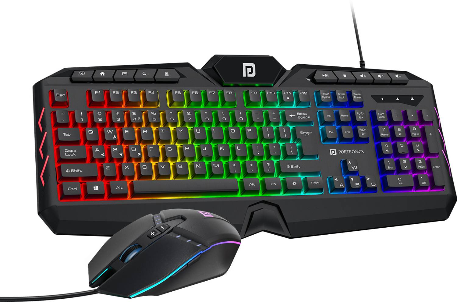 Portronics Ki-Pad 5 Wired Gaming Keyboard Mouse Combo,7-Button Mo