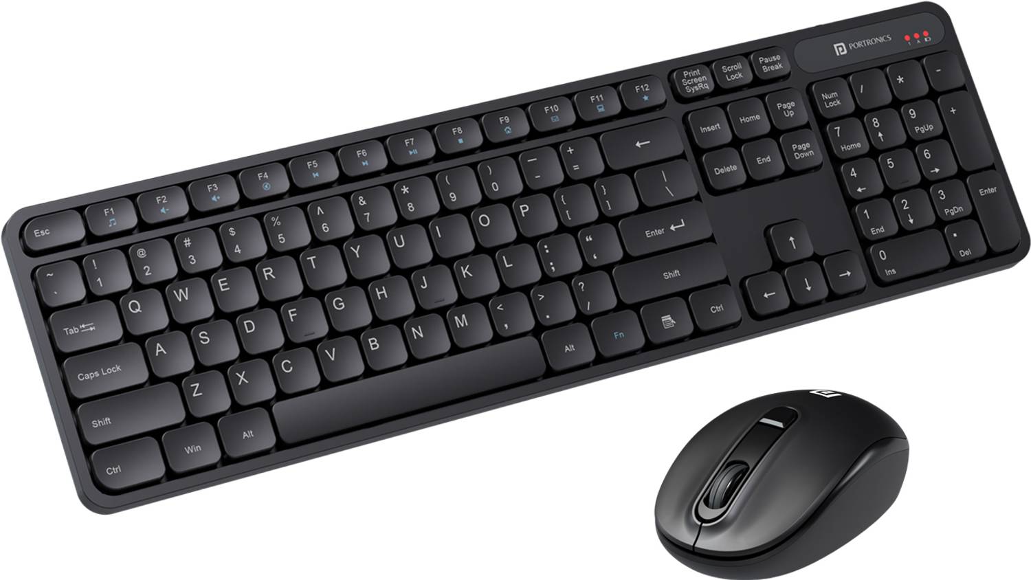 Portronics Key8 Combo Wireless Keyboard and Mouse Set with 2.4 GHz Wireless, Large Keycaps Wireless Handheld Laptop Keyboard Compatible with Desktop, Laptop, Mac 104 Keys, Adjustable Mouse Sensitivity, 12 Multimedia Hotkeys, PC, Laptop, Mac