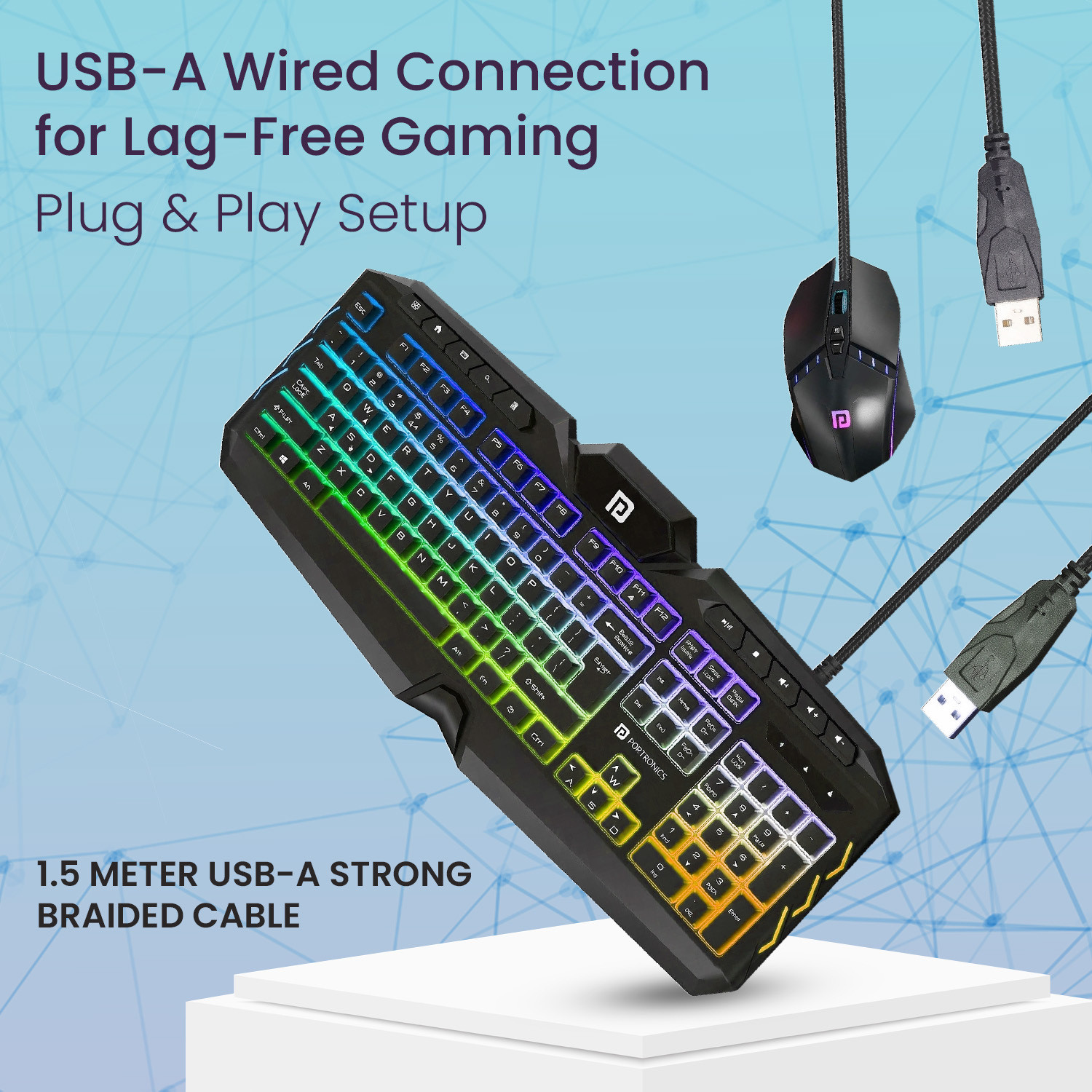 Image of Portronics Ki-Pad 5 Wired Gaming Keyboard Mouse Combo,7-Button Mouse Control,Anti-Ghosting Wired USB Standard Laptop Keyboard Compatible with Desktop, Laptop