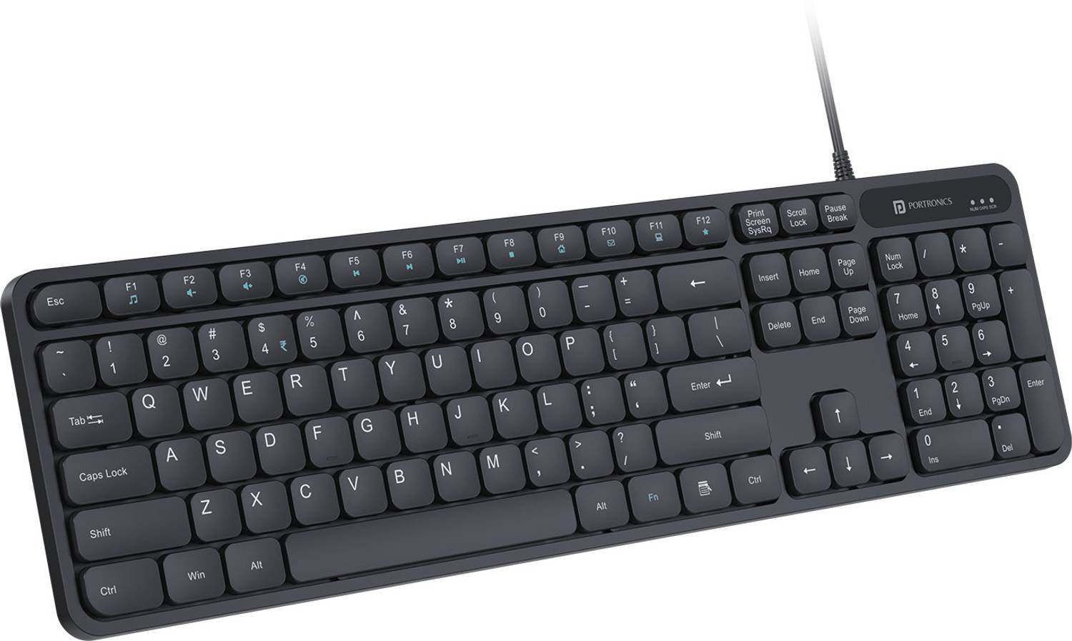 Portronics Ki-Pad 3 USB Wired Keyboard, Noise-free Typing, Large