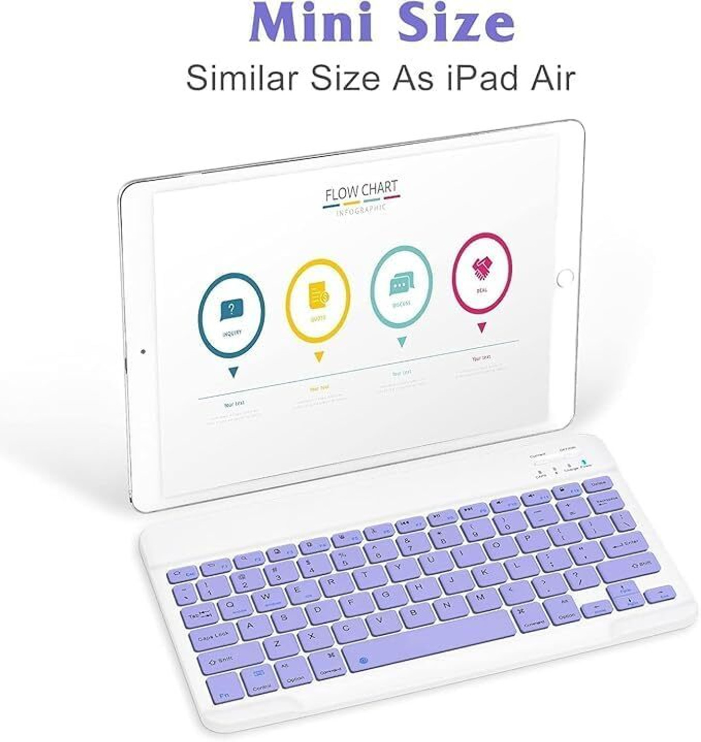 Image of VOOCME Bluetooth Keyboard & Mouse Combo, 3 DPI Upto 1200 DPI- Bluetooth Standard Laptop Keyboard Compatible with Laptop