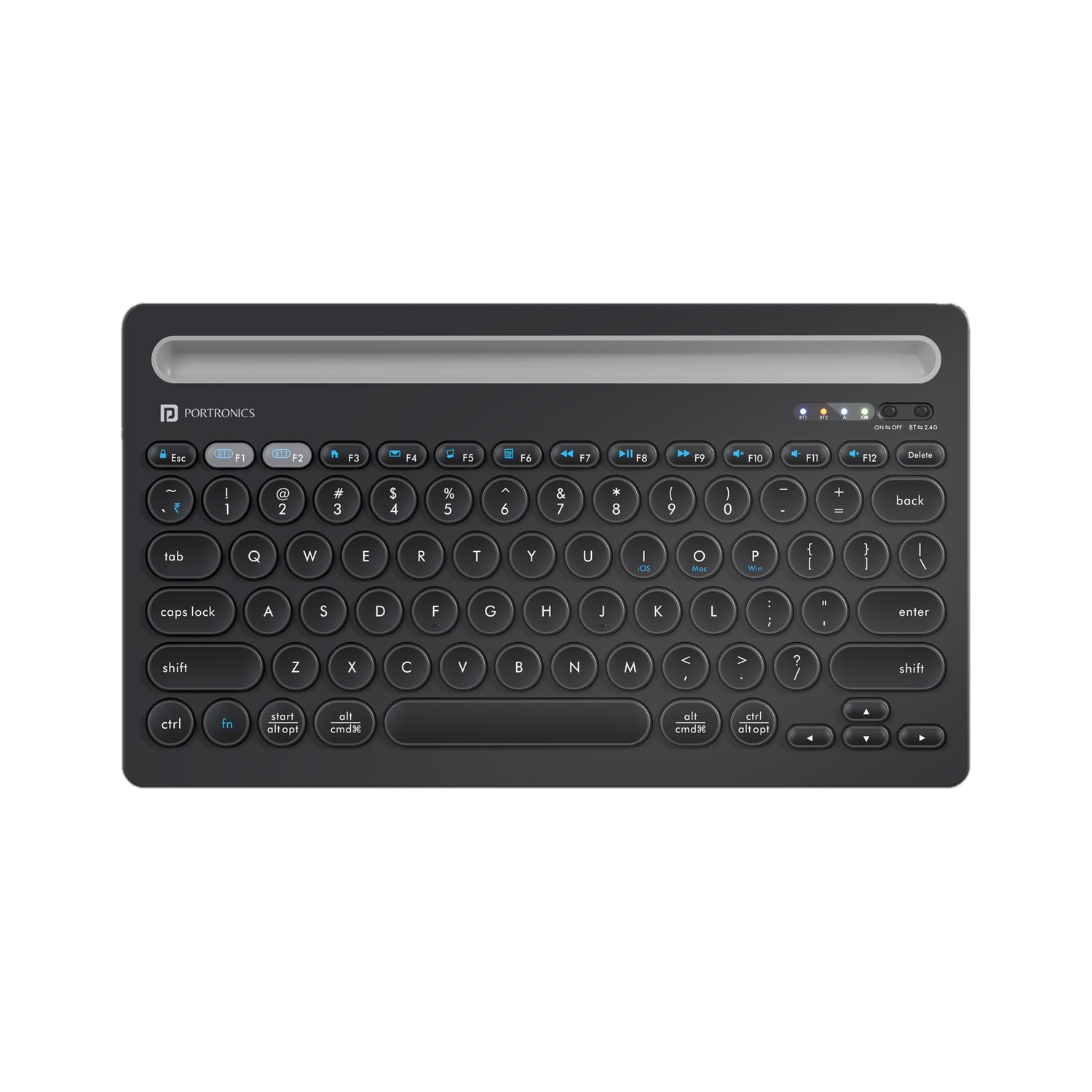 Portronics POR 2192 Bluetooth, Wireless Handheld Laptop Keyboard Compatible with Desktop, Laptop, Mac with Dual Connectivity (Bluetooth 5.3 + 2.4 GHz)