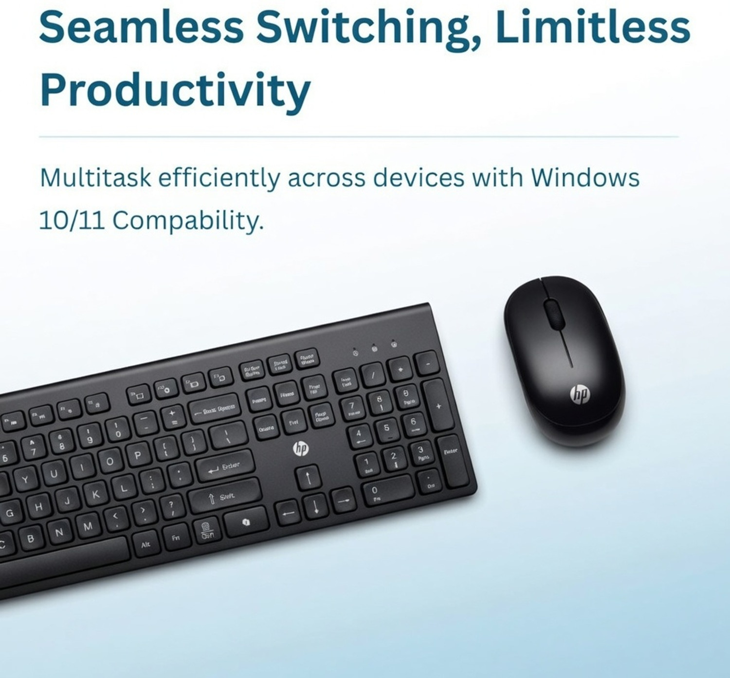 Image of HP 115 Wireless Standard Laptop Keyboard Compatible with Desktop, Laptop, Mac (Black)
