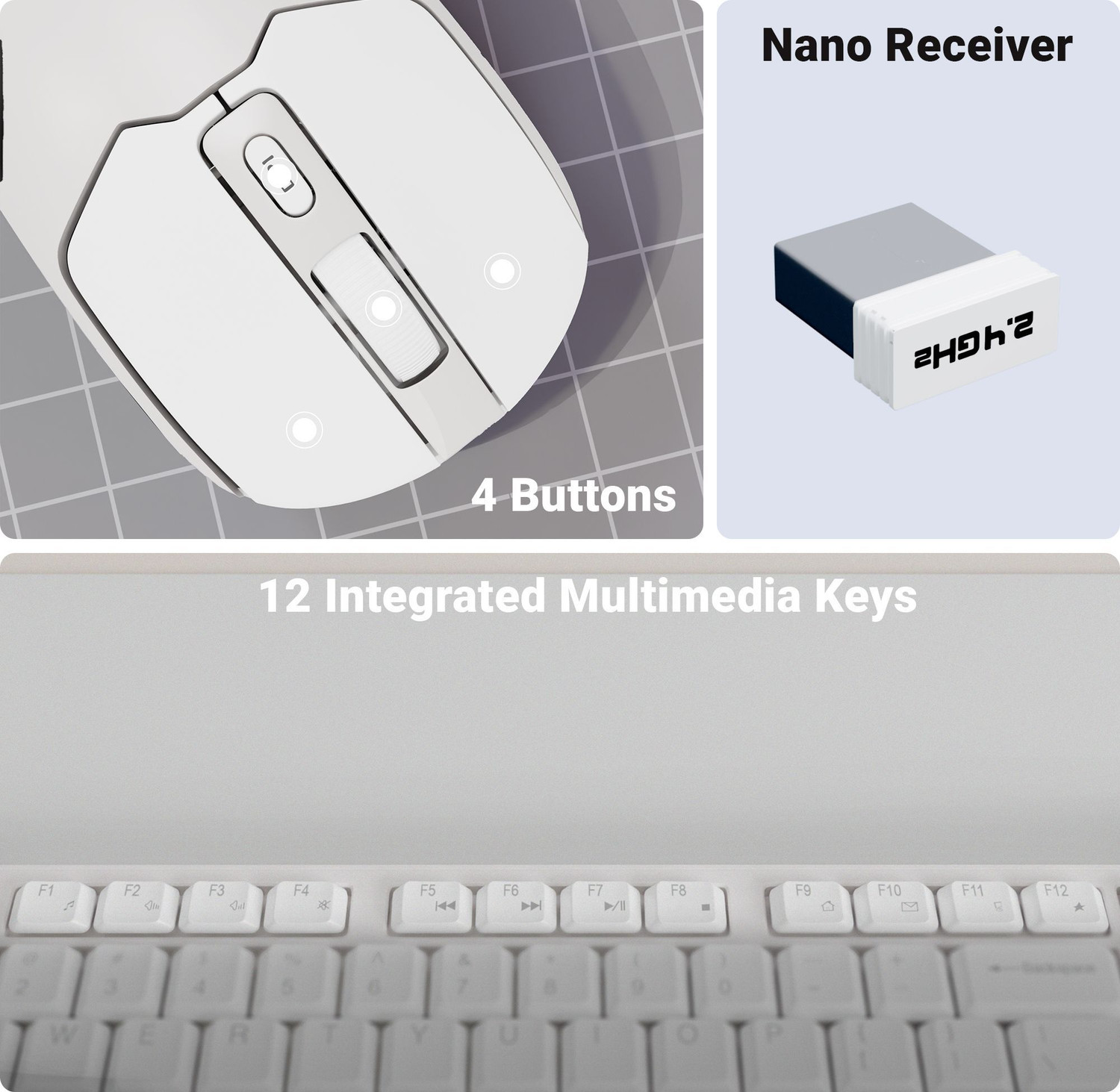 Image of ZEBRONICS Zeb-Companion 304 (White+Grey) Wireless Standard Laptop Keyboard Compatible with Laptop