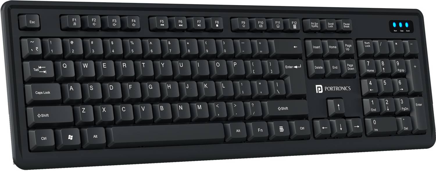 Portronics Key Air Combo, 2.4GHz USB Receiver, Full-Size Keyboard with Multimedia Keys Wireless Standard Laptop Keyboard Compatible with Laptop, Desktop with Upto 1600 Adjustable DPI Optical Mouse, 2.4GHz Lag-Free Wireless, Dedicated Multimedia Hotkeys, Adjustable Tilt Legs, Smart Power Saving - Portronics : Flipkart.com