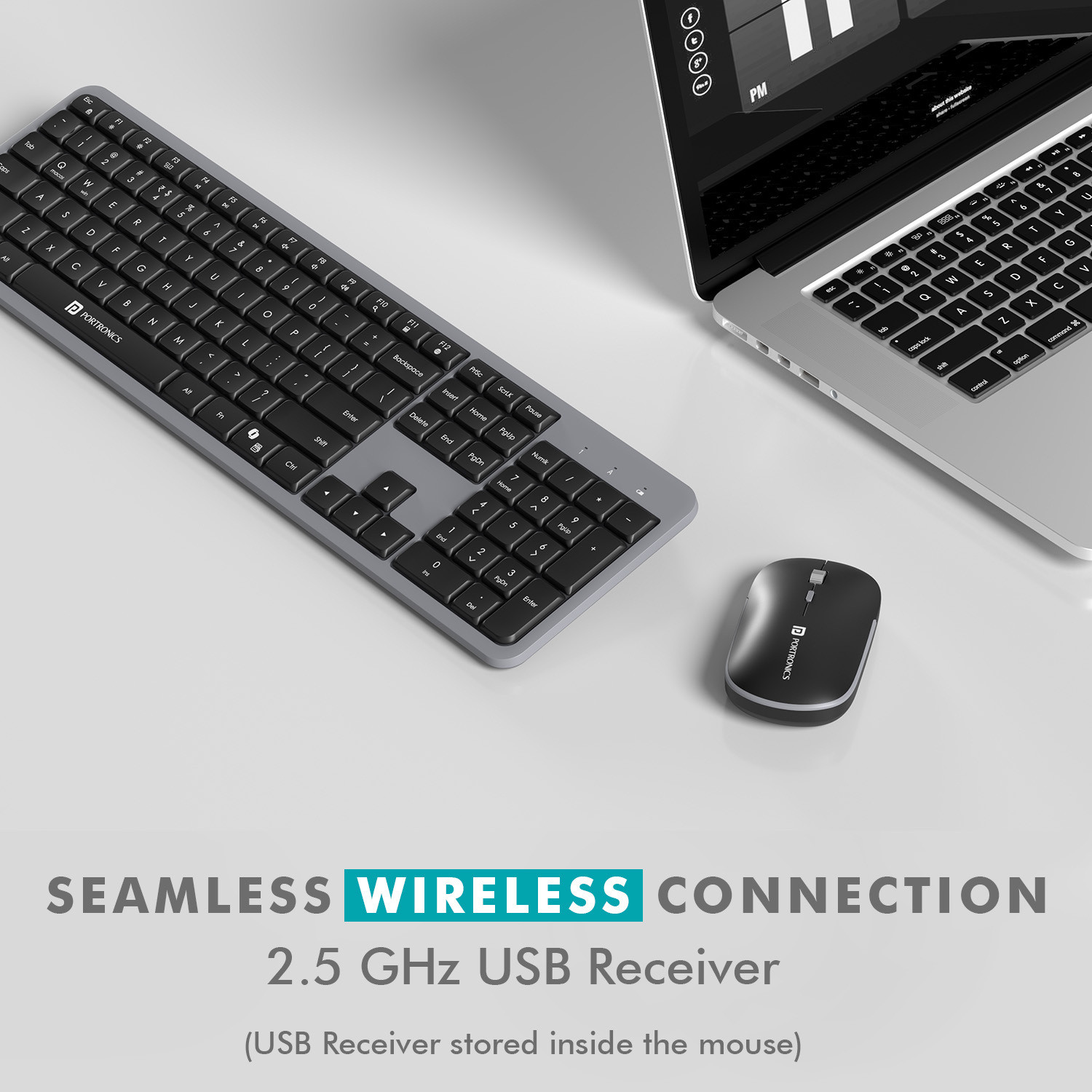 Image of Portronics Key4 Combo Full-Size Wireless Keyboard & Mouse Combo with Numpad,2.4Ghz Receiver Combo Set