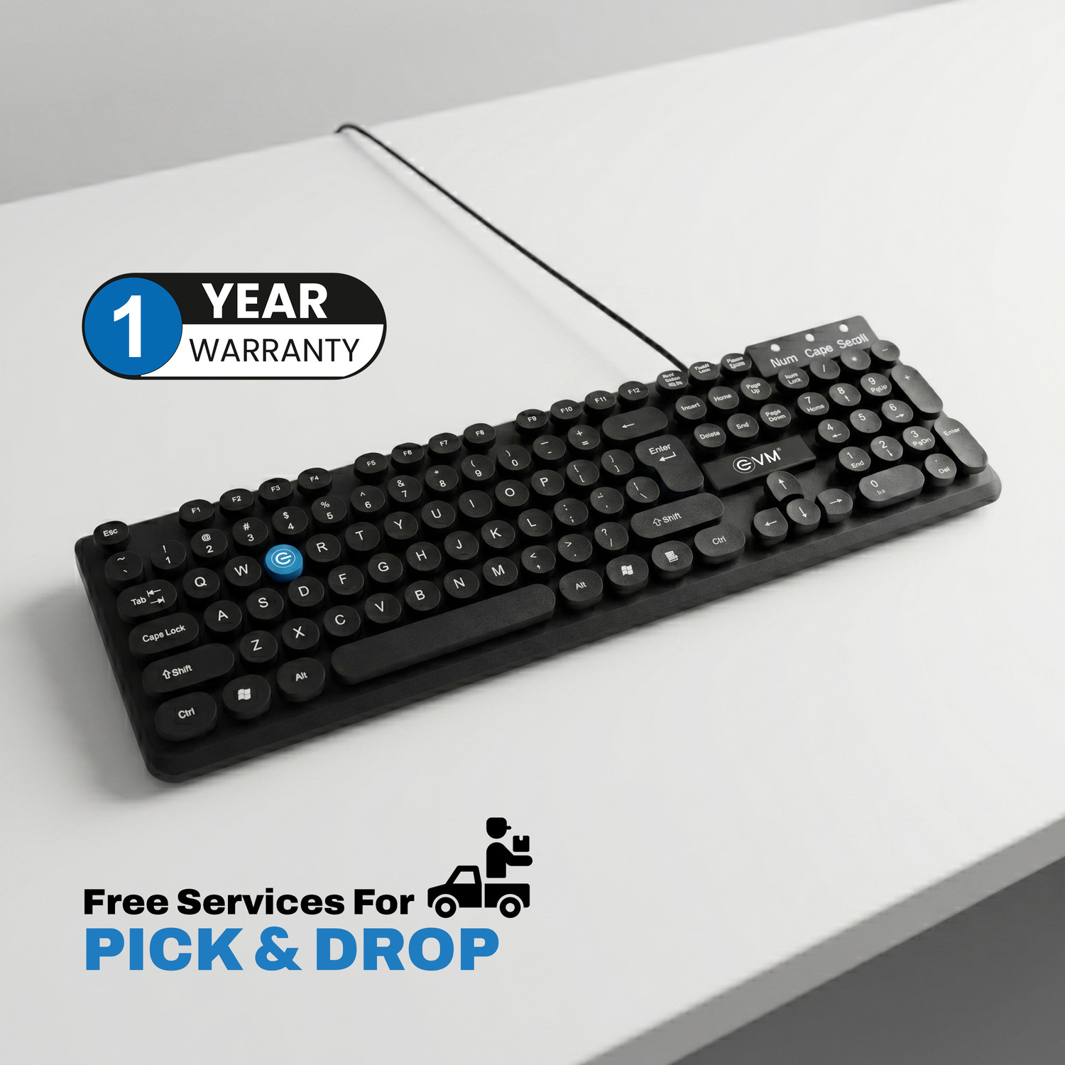 Image of EVM WDK-315 Wired USB Standard Laptop Keyboard Compatible with Desktop, Laptop, Mac 104-Key Spill-Resistant Rugged Design,High Performance