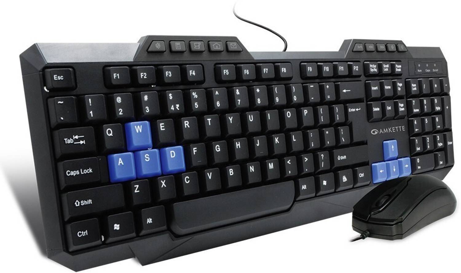 AMKETTE Xcite Neo Mouse & Wired USB Standard Laptop Keyboard Compatible with Desktop, Laptop, Mac stand support,UV Coated Keys,Internet Keys,Multimedia Keys,Spill Resistant Design,multimedia_keys,Xcite NEO Desktop
