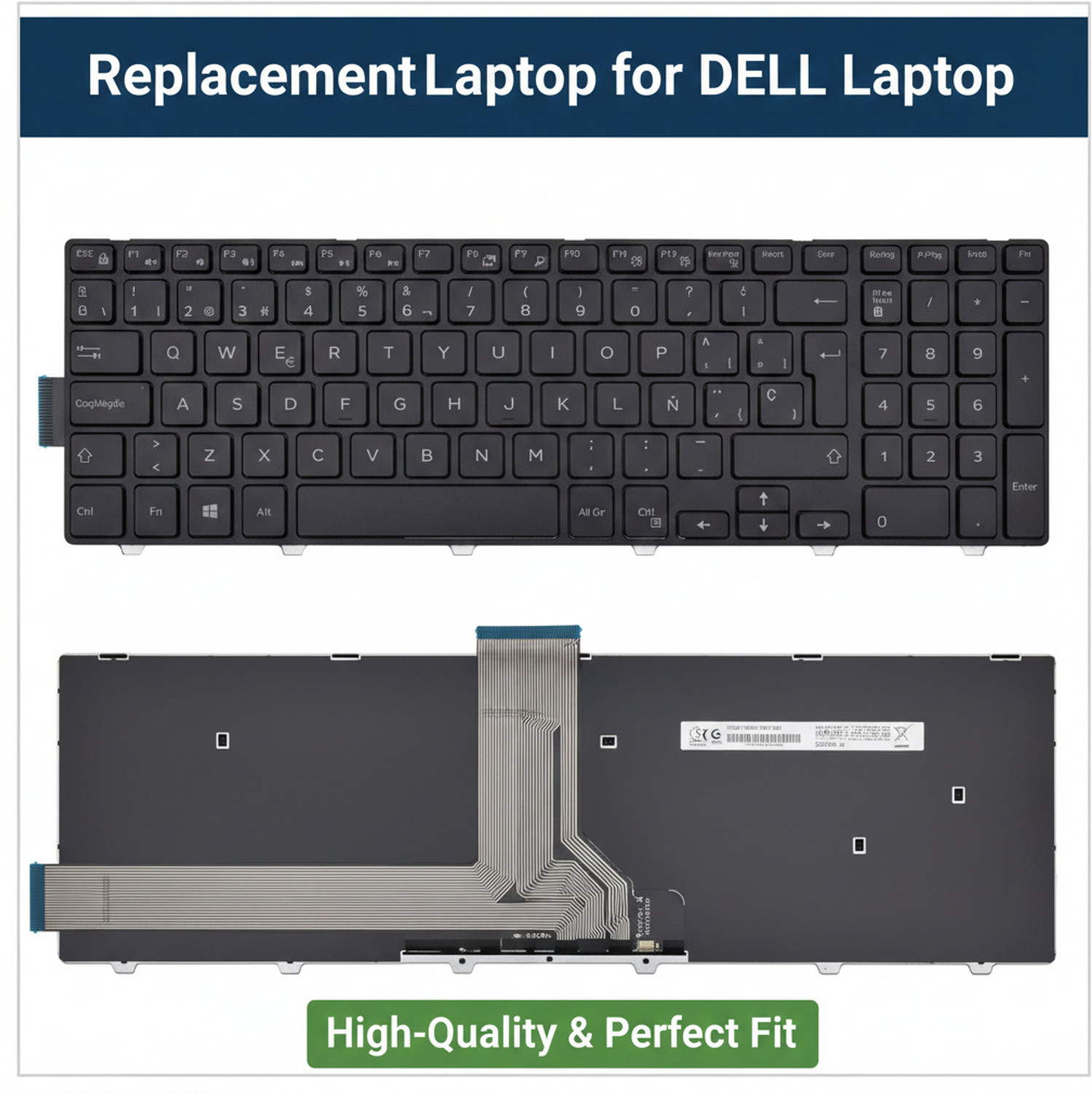 Image of TecSone Replacement Laptop Keyboard for Vostro 15 (3558) Wireless Laptop-size Laptop Keyboard Compatible with Laptop