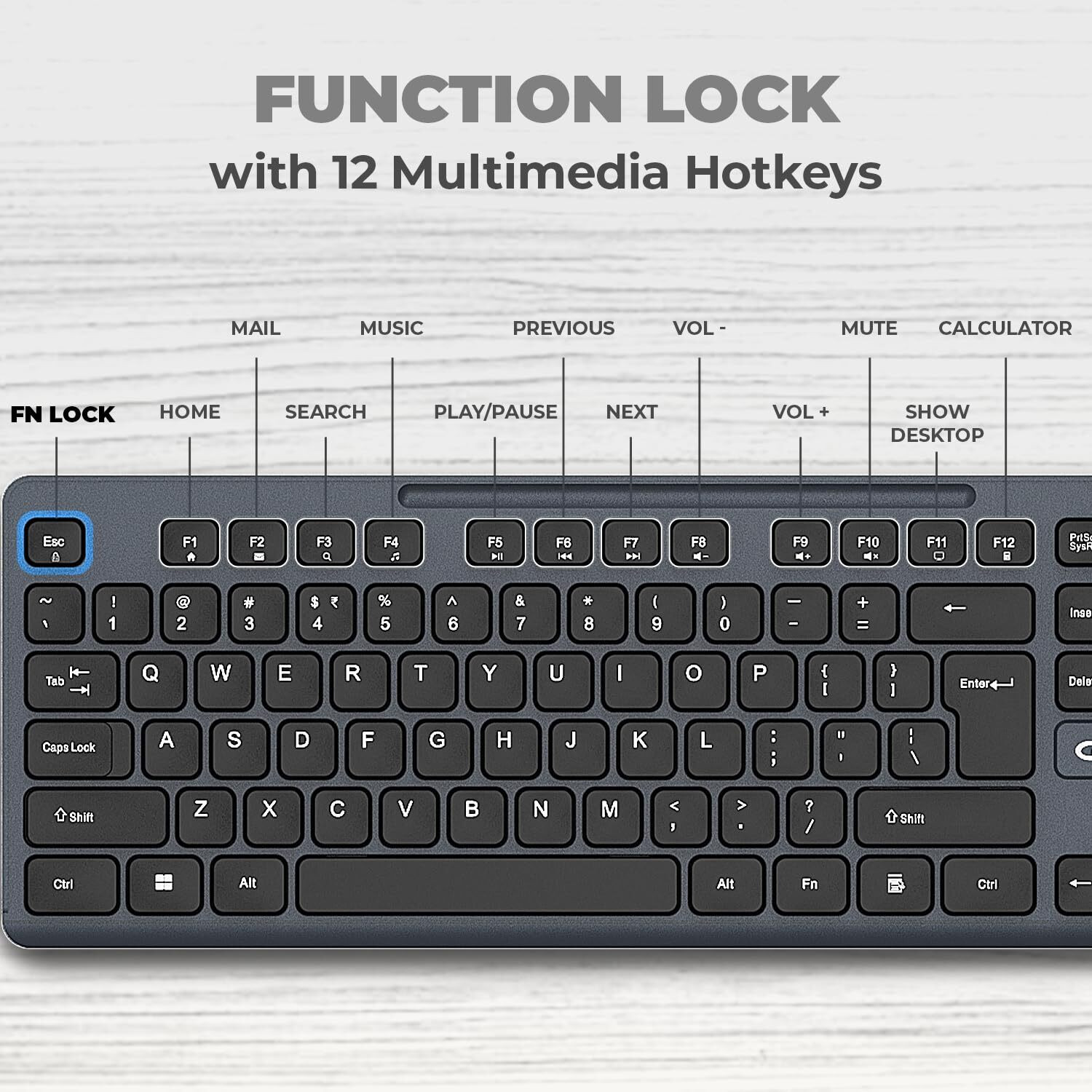 Image of AMKETTE Primus NXT Wireless Keyboard & Mouse Combo, 2.4GHz, 3200 DPI, Silent Keys Wireless Standard Laptop Keyboard Compatible with Desktop, Laptop, Mac
