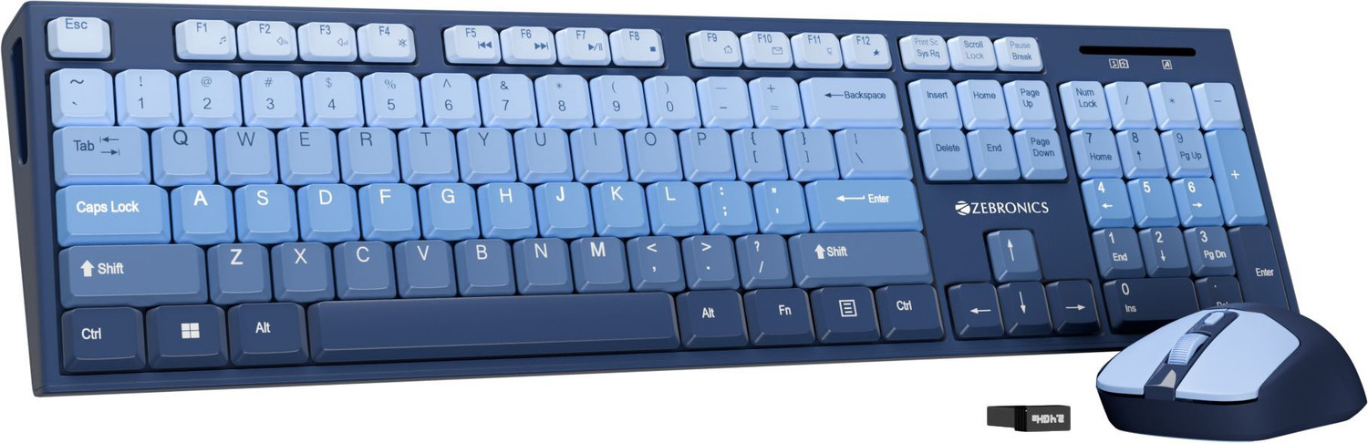 Image of ZEBRONICS Zeb-Companion 304 (Dark Blue) Wireless Standard Laptop Keyboard Compatible with Desktop, Laptop, Tablet