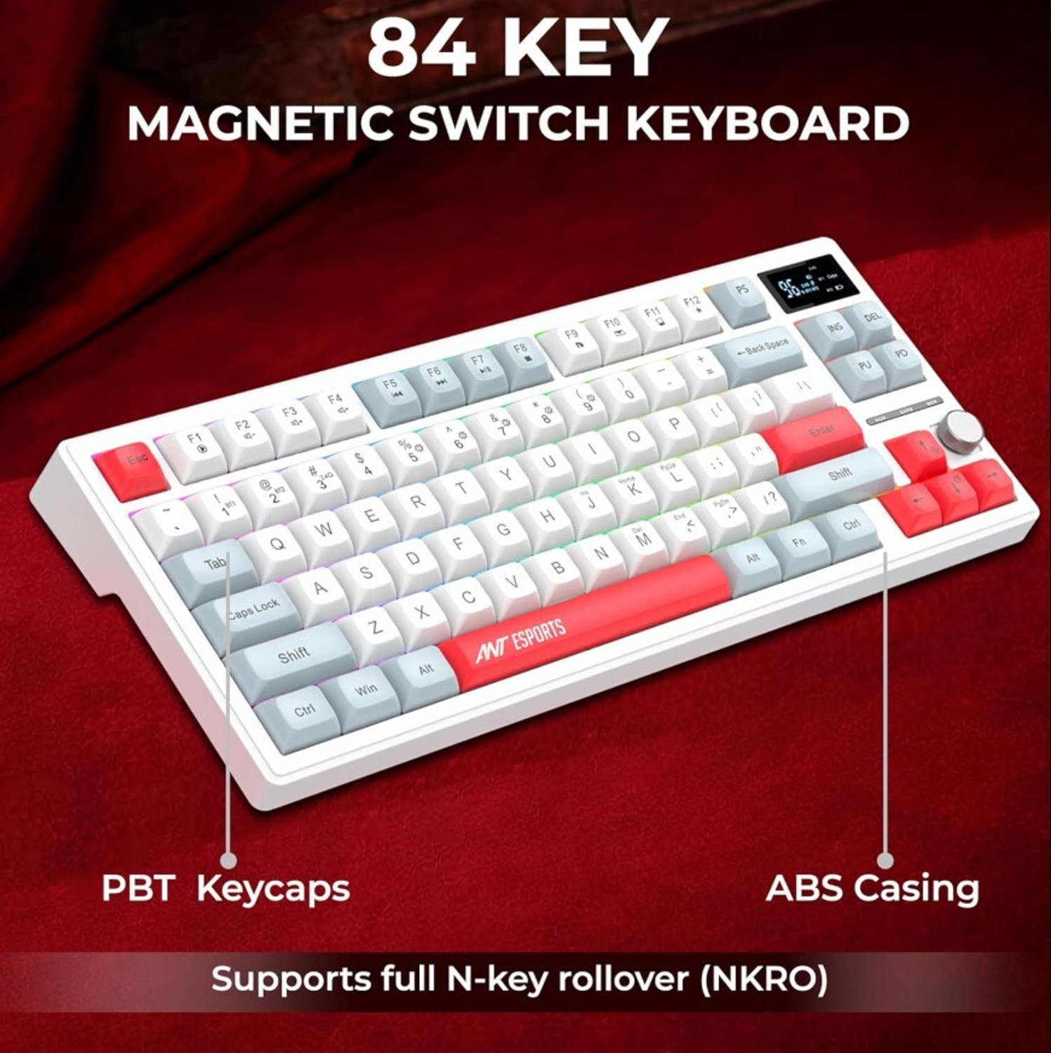 Image of Ant Esports Apex 200 - White Wireless, Wired USB, Bluetooth Tenkeyless Gaming Keyboard Compatible with Mac, iPad, Tablet