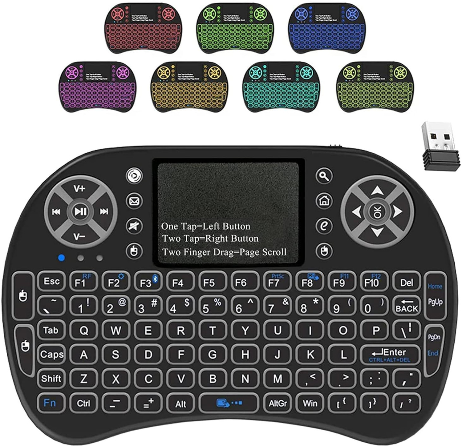 Image of coolcold Mini Bluetooth Keyboard with Touchpad | Wireless 2.4G & Backlit Bluetooth, Wireless Handheld Laptop Keyboard Compatible with iPad, Desktop, Laptop, Mac, Tablet