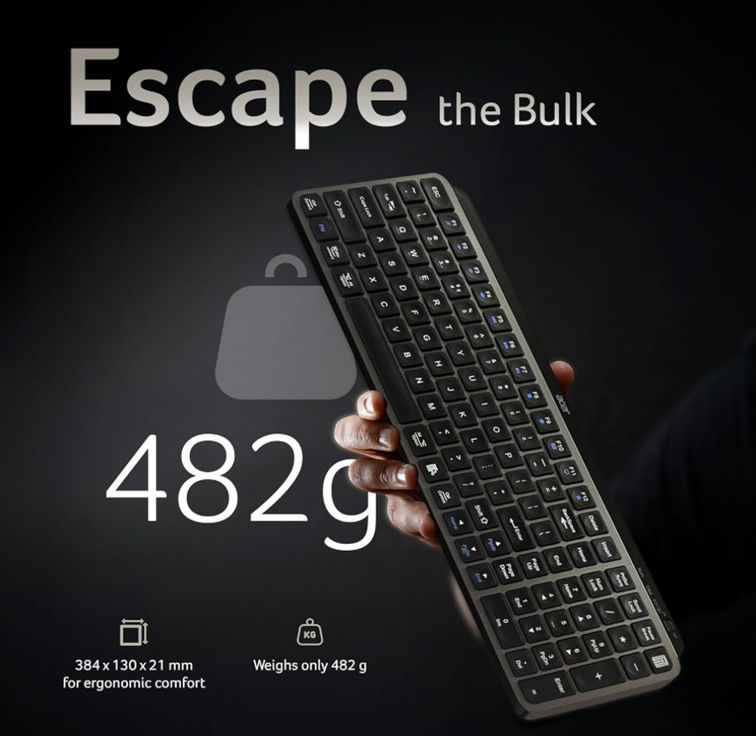 Image of Acer ZC.A01SI.3ZF Wireless Standard Laptop Keyboard Compatible with Desktop, Laptop, Tablet